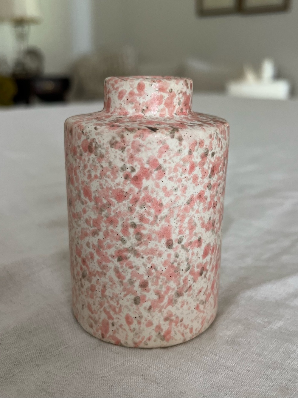 Speckled Pink Ceramic Decorative Bud Vase - 4.25”